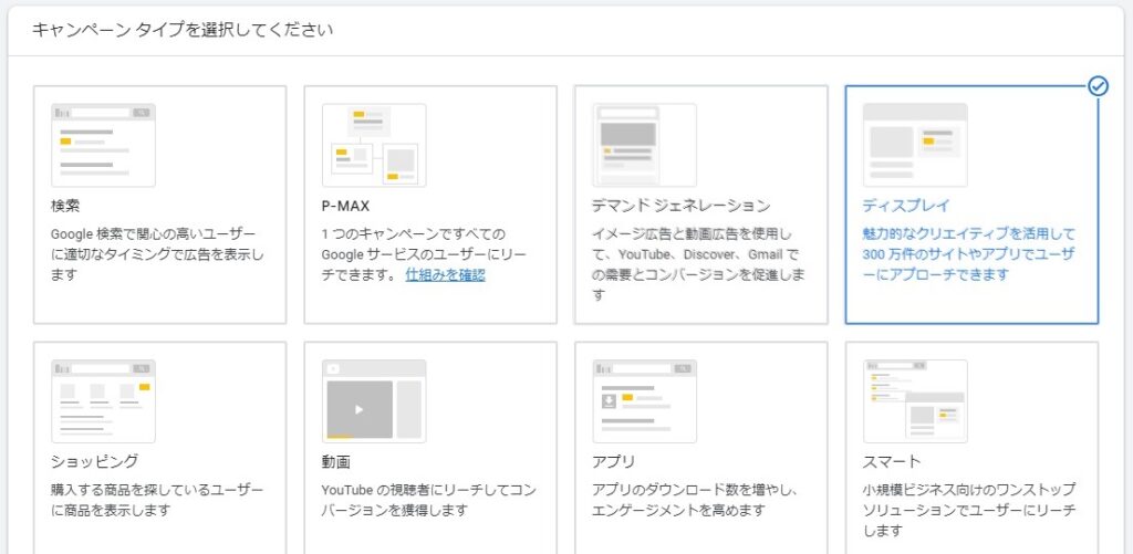Google広告のコンテンツターゲット キャンペーンタイプ